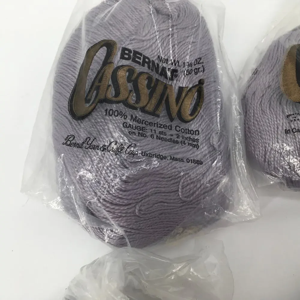 Vtg Bernat CASSINO Yarn Lot 6 Balls Skeins 100% Mercerized Cotton Purple